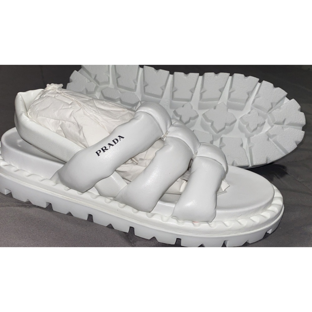 White Prada sandals